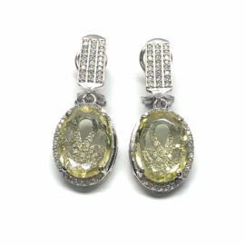 PENDIENTES PLATA 925 ROADIADO PIEDRA NATURAL D39X15MM PESO G12,45