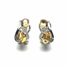 PENDIENTES PLATA 925 RODIADO PIEDRA NATURAL D15X8MM PESO G4,70