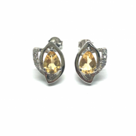 PENDIENTES PLATA 925 RODIADOS PIEDRA NATURAL D13X9MM PESO G2,85