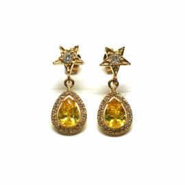 PENDIENTES ORO 18KT ESTRELLA LAGRIMA D23X8MM PESO G2,45