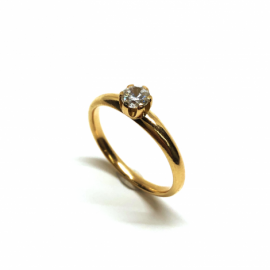 ANILLO ORO 18KT SOLITARIO CIRCONITA D5MM PESO G3,2