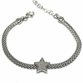 PULSERA PLATA 925 RODIADA ESTRELLA 13MM L 17CM + 3