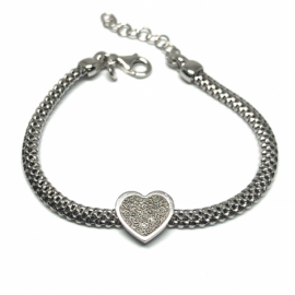 PULSERA PLATA 925 RODIADA CORAZON 13X11MM L 17CM + 3