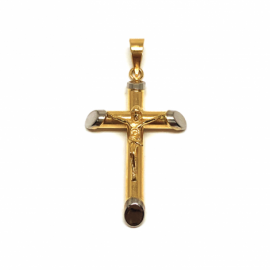 CRUZ ORO 18KT CRISTO RELIEVE BICOLOR D30X15MM PESO G1,10