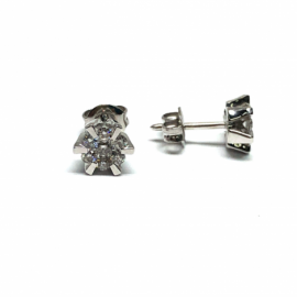 PENDIENTES ORO 18KT, BRILLANTES (H-SI) 12P 0,390CTS 2P 0,120CTS D7MM  PESO G2,71