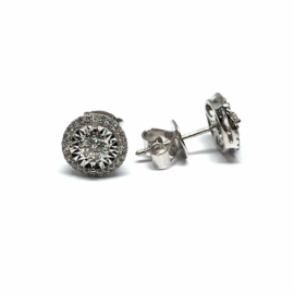 PENDIENTES ORO 18KT, BRILLANTES (H-SI) 2P 0,280CTS 48P 0,170CTS D9MM PESO G2,29