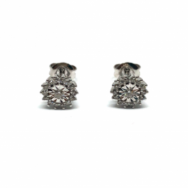 PENDIENTES ORO 18KT, BRILLANTES (H-SI) 28P 0,220CTS 2P 0,080CTS D8MM PESO G2,00