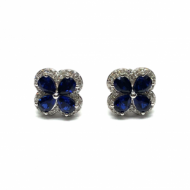 PENDIENTES BRILLANTE 18KT (VSI H) 64P 0,228CTS ZAFIRO 4P D11,1MM G2,30