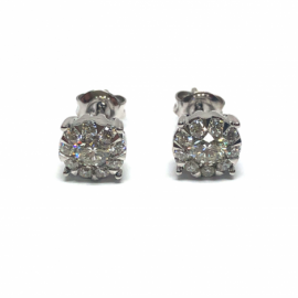 PENDIENTES ORO 18KT Y BRILLANTES (H-VSI) 2P 0,62CTS 18P 0,47CTS D7,65MM PESO G2,15