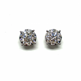 PENDIENTES ORO 18KT Y BRILLANTES (H-SI) 2P 0,51CTS (H-VSI) 18P 0,47CTS D8MM PESO G2,40