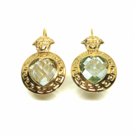 PENDIENTES ORO 18KT MEDUSA CON GRECA D22X16MM PESO G6,15