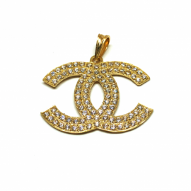 COLGANTE ORO 18KT DOBLE C CIRCONITAS D25X33MM PESO G4,05