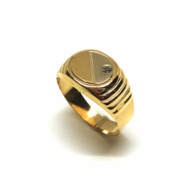 SELLO ORO 18KT BICOLOR CIRCONITA D11X12MM PESO G4,35