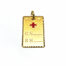 MEDALLA ORO 18KT PLACA GRUPO SANGUINEO PESO G2,8 DIMENSIONES 16X24MM