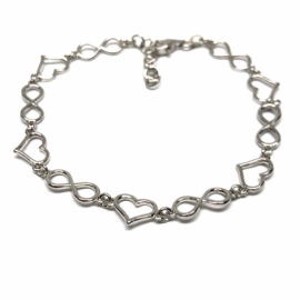 PULSERA PLATA 925 RODIADA CORAZÓN INFINITO