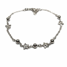 PULSERA PLATA 925 RODIADA ESTRELLA BOLITAS