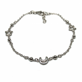 PULSERA PLATA 925 RODIADA ESTRELLA BOLA LUNA