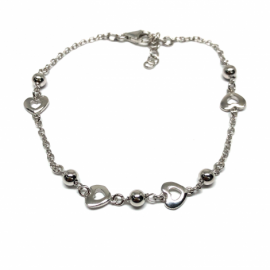 PULSERA PLATA 925 RODIADA CORAZÓN CALADO BOLITA