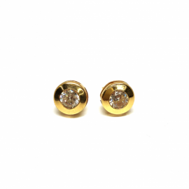 PENDIENTES ORO 18KT CHATON CIRCONITA 6,5MM PRESIÓN PESO G0,5