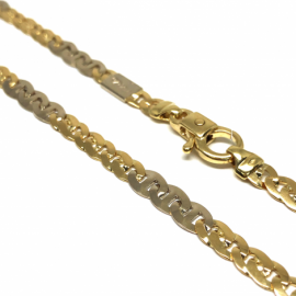 CADENA ORO 18KT BICOLOR BARBADA PLANA 60CM D5,5X0,80MM PESO G23,60