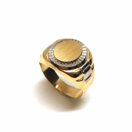 SELLO ORO 18KT BICOLOR FORRADO D16X16MM PESO G5,85 