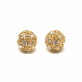 PENDIENTES ORO 18KT MEDIA BOLA CIRCONITAS D10MM PESO G2,45