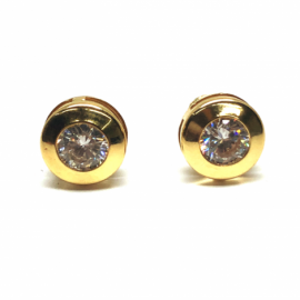 PENDIENTE ORO 18KT CHATON 8MM PESO G1