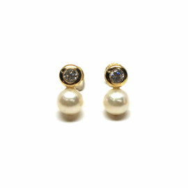 PENDIENTES ORO 18KT TU Y YO PERLA 6X6,5MM PESO G1