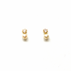 PENDIENTE ORO 18KT PERLA 3MM Y CIRCONITA D6X3MM PESO G0,40