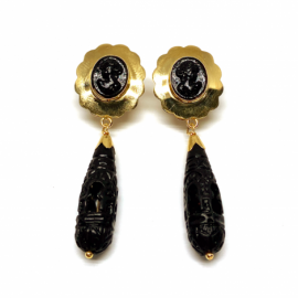 PENDIENTES ORO 18KT PALO TALLADO D49X15MM PESO G4,60