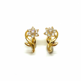 PENDIENTES ORO 18KT FLOR CIRCONITAS D13X7MM PESO G1,65