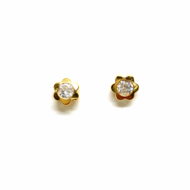 PENDIENTES ORO 18KT BEBE FLOR CIRCONITA D5,40MM PESO G0,49