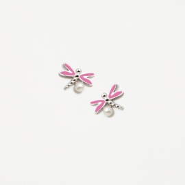 PENDIENTES PLATA 925 AGATHA RUIZ TU Y YO LIBELULA ROSA-PERLA LEONOR