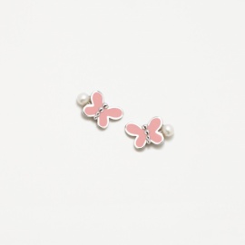 PENDIENTES PLATA 925 AGATHA RUIZ TU Y YO MARIPOSA ROSA-PERLA LEONOR