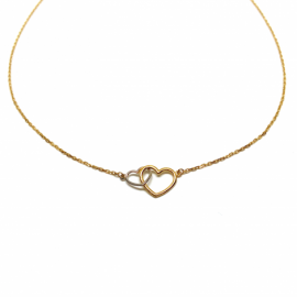 GARGANTILLA ORO 18KT DOBLE CORAZON BICOLOR 45CM D16X9MM PESO G2,00