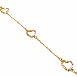 PULSERA ORO 18KT CORAZONES BICOLOR 19CM D9MM PESO G1,70