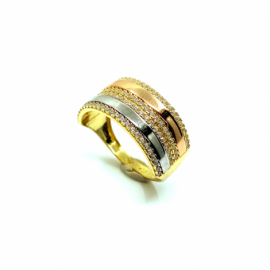 ANILLO ORO 18KT TRICOLOR BANDAS D10X1,80MM PESO G6,05