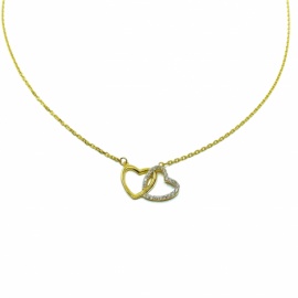 GARGANTILLA ORO 18KT DOBLE CORAZON CIRCONITA 45CM D10X15MM PESO G2,50