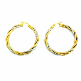 AROS ORO 18KT TRENZA BICOLOR D25X3MM PESO G3,45