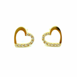 PENDIENTES ORO 18KT CORAZONES CIRCONITAS D8,5X9MM PESO G1,60