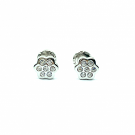 PENDIENTES ORO 18KT BEBE FLOR CIRCONITAS D6MM PESO G0,60