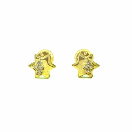 PENDIENTES ORO 18KT BEBE ESTRELLA CIRCONITAS D6MM PESO G0,50