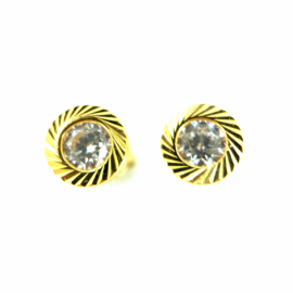 PENDIENTES ORO 18KT CHATON TALLADO CIRCONITA D6,75MM PESO G0,80