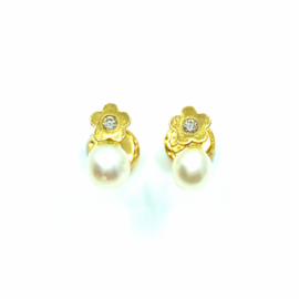 PENDIENTES ORO 18KT TU Y YO FLOR D8,5X4MM PESO G0,70