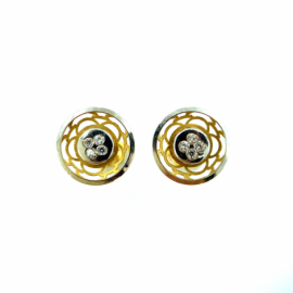 PENDIENTES ORO 18KT CIRCULO BICOLOR CIRCONITA D9MM PESO G0,75