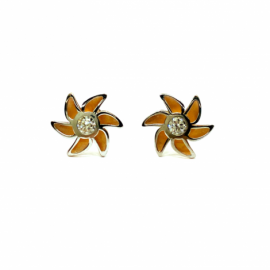 PENDIENTES ORO 18KT FLOR BICOLOR D8MM PESO G0,70