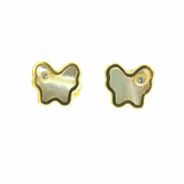 PENDIENTES ORO 18KT MARIPOSA NACAR D6MM PESO G0,75