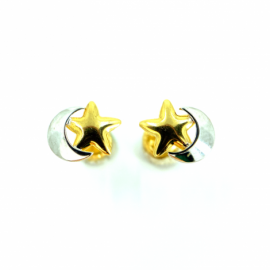 PENDIENTES ORO 18KT LUNA-ESTRELLA BICOLOR D6,5X8,5MM PESO G0,60