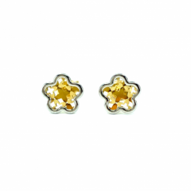 PENDIENTES ORO 18KT BICOLOR FLOR D8MM PESO G0,65