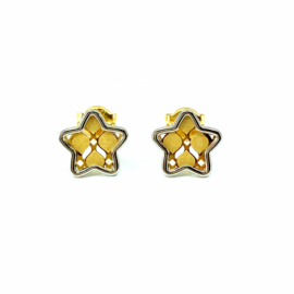 PENDIENTES ORO 18KT ESTRELLA BICOLOR D8MM PESO G0,65